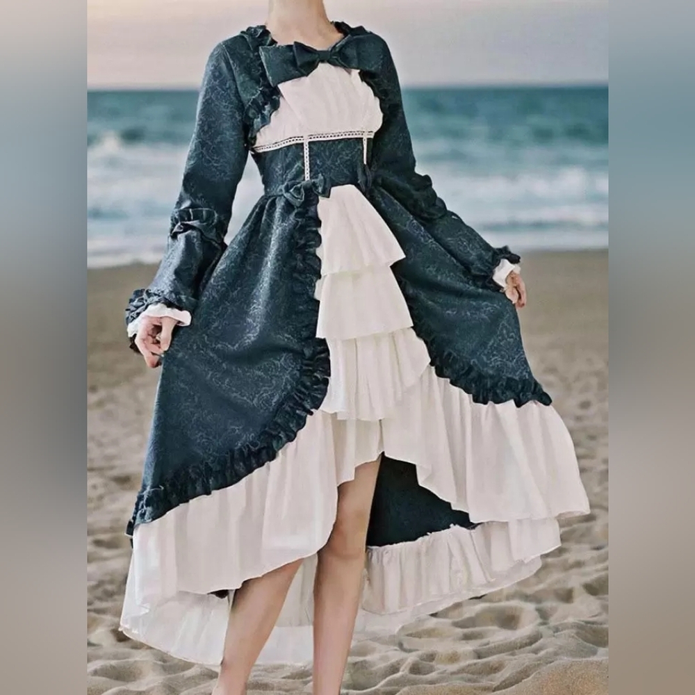 Classical Lolita Dress Polyester Long Sleeves Lolita Dresses Jacquard Classic